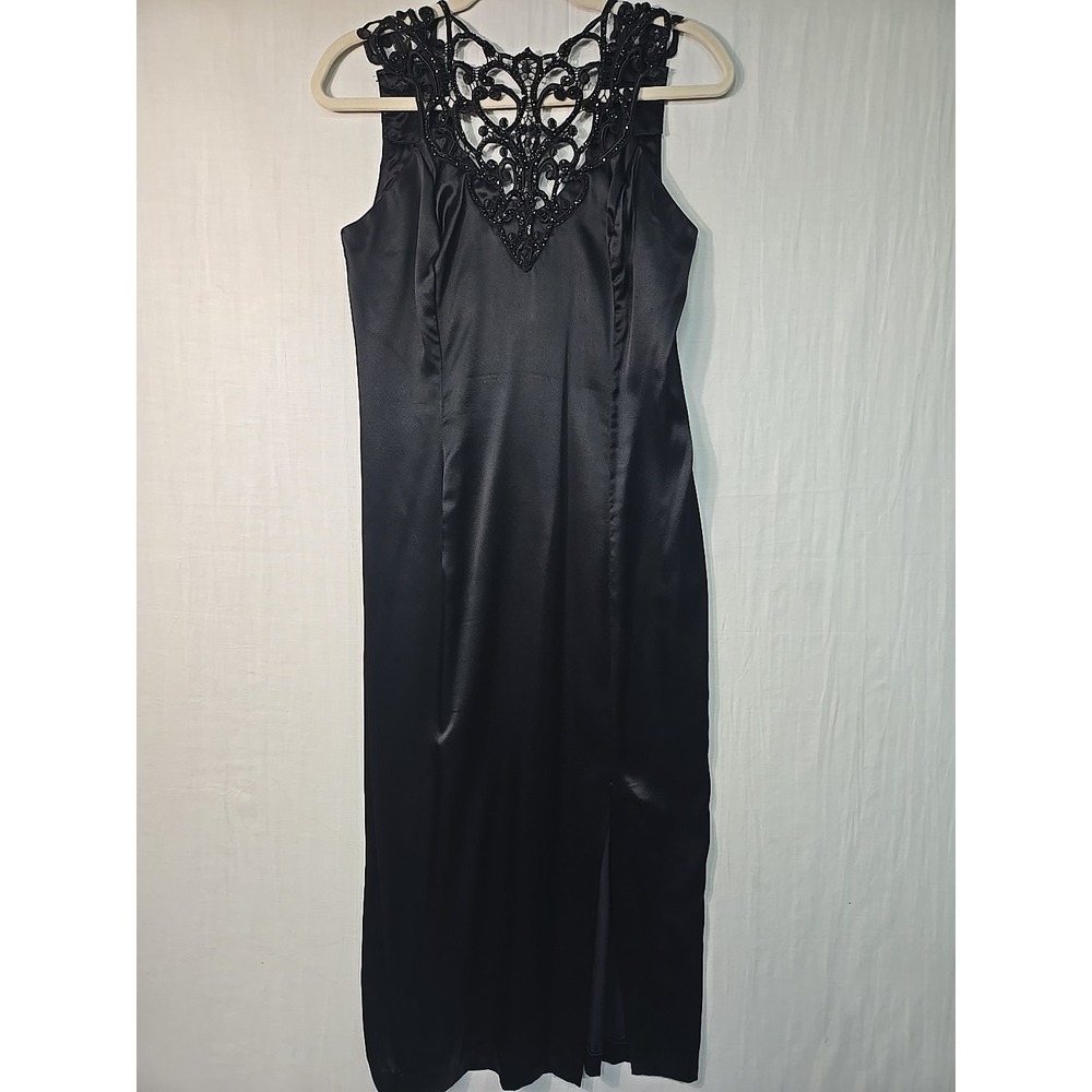 Vintage‎ Gunne Sax Jessica McClintock Black Long Sheath Dress Size 11/12 USA